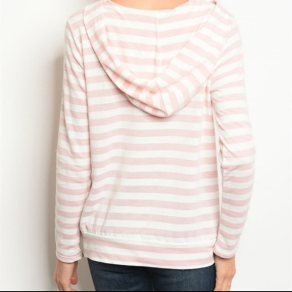 Pink & White Striped Hoodie Top - Picture 3 of 4